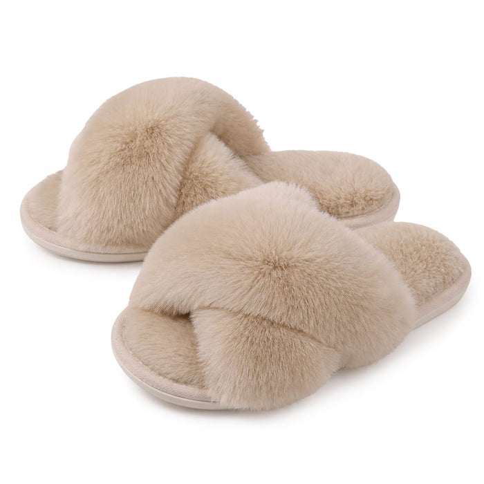 Kropsbutikken Vintertøfler fluffy – Khaki