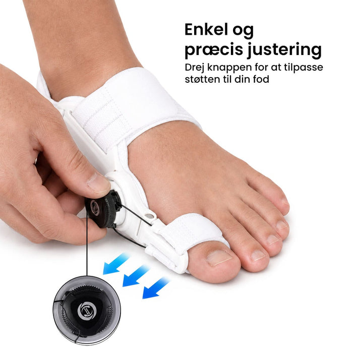 Hallux valgus-korrektor med justerbar tåstøtte