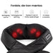 Shiatsu-massageapparat til nakke og ryg med fire oplyste, roterende knuder og betjeningspanel.