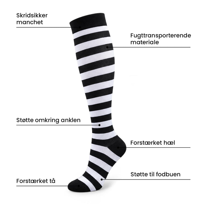 Kompressionsstrømper med mønster 30 mmHg (5-pak)